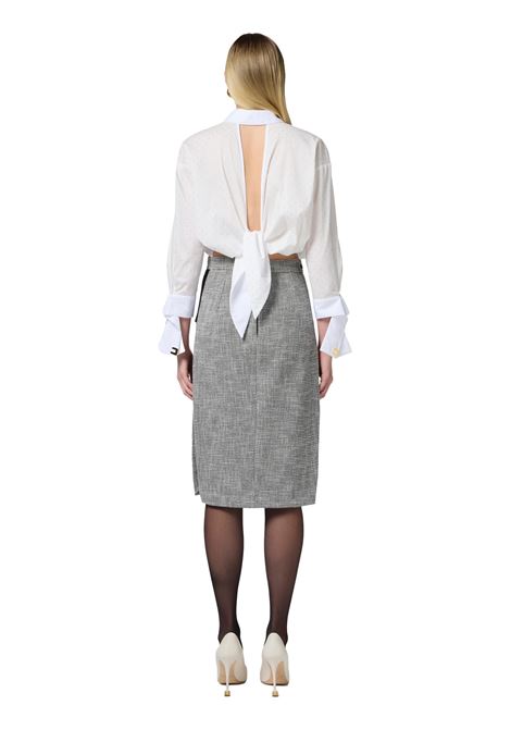 Poplin shirt with rhinestones and knot ELISABETTA FRANCHI | shirts | CA08151E2100